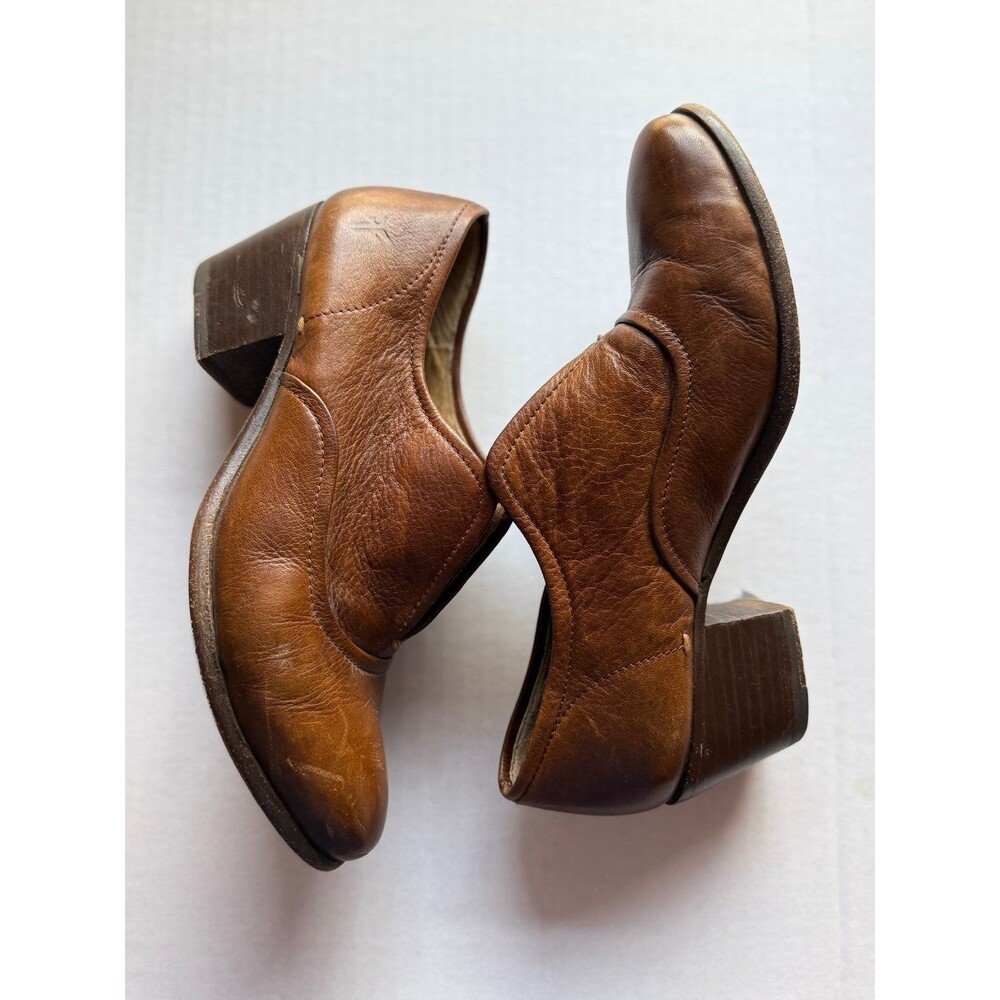 Frye Stella Slip Whiskey Brown Leather Ankle Bootie Heels Size 7.5